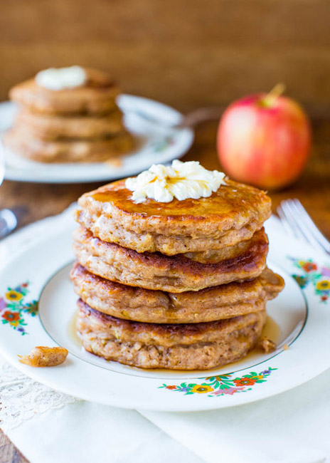 Apple Pie Pancakes with Vanilla Maple Syrup