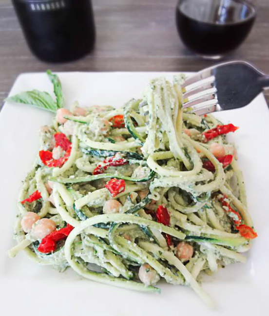 Zucchini Pasta With Avocado Pesto