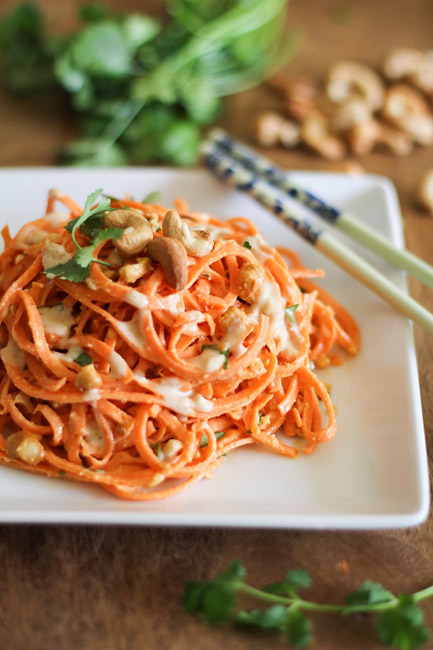 Carrot Noodles with Ginger-Lime Peanut Sauce